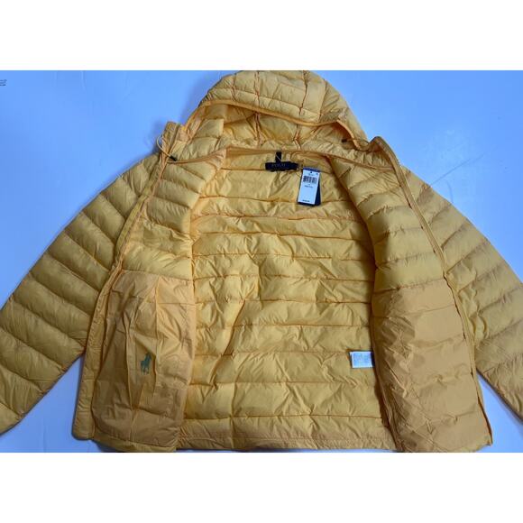 Polo Ralph Lauren Yellow Packable Puffer Jacket Water Repellent Men’s 2XL NWT - Picture 11 of 16